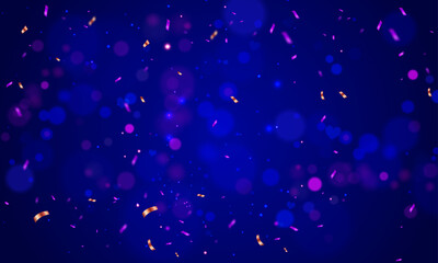 Vector blue background with golden confetti
