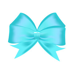 Vector realistic turquoise gift bow isolated on white background