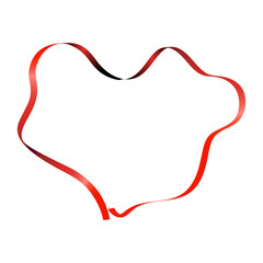 Vector red heart ribbon isolated on white background
