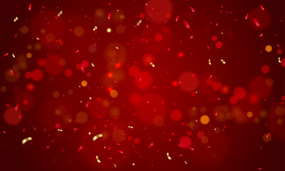 Vector red background with golden confetti