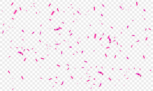 Vector transparent background with pink confetti