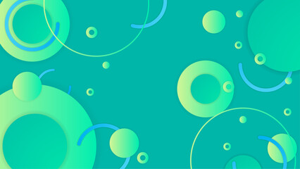 Green background abstract art vector with shapes