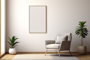 Minimalist Poster Frame Mockup Indoor created with Generative AI