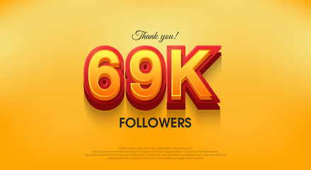 Thank you 69k followers 3d design, vector background thank you.
