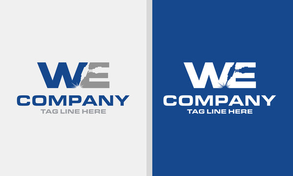 letter WE welding fabrication company logo design template