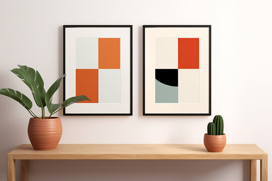 Minimalist Poster Frame Mockup Indoor created with Generative AI