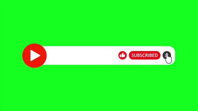 Animation of like share subscribe and notification button. 4K green screen animation, Subscriber button notification