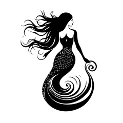 Mermaid Vector - obrazy, fototapety, plakaty