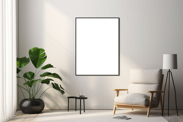 Minimalist Poster Frame Mockup Indoor created with Generative AI