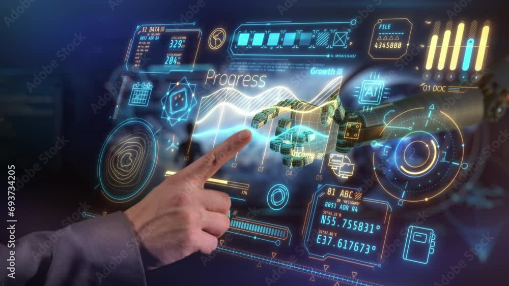 Poster humans and artificial intelligence are working on the same task.