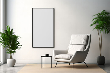 Fototapeta premium Minimalist Poster Frame Mockup Indoor created with Generative AI