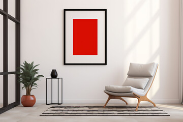 Minimalist Poster Frame Mockup Indoor created with Generative AI