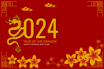 Advertising poster, celebration of the Chinese New Year 2024, Animal Dragon