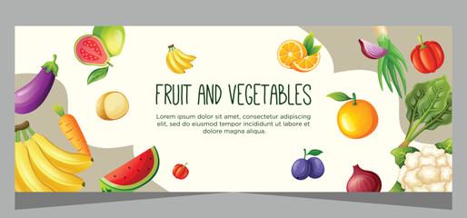 Fruit and vegetable horizontal banner banner template
