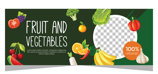 Fruit and vegetable horizontal banner banner template
