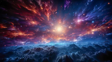 Poster Universum background of the universe with a red and blue nebula