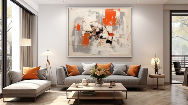 Abstract artwork in a modern apartment interior