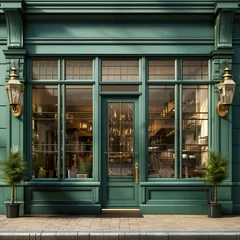 Photo sur Plexiglas Vielles portes Vintage charming store front with wood carpentry and an elegant retro feel,