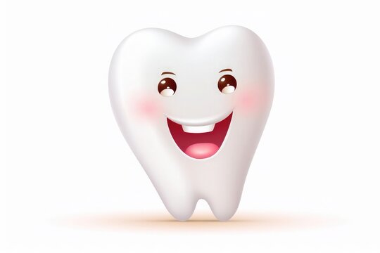White tooth with smile on white background, light emphasizes the cleanliness of the tooth, vector