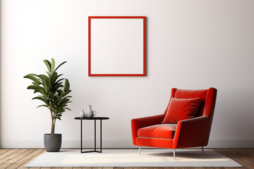 Minimalist Poster Frame Mockup Indoor created with Generative AI