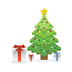 Christmas Tree with Gift Boxes Designs Vectors