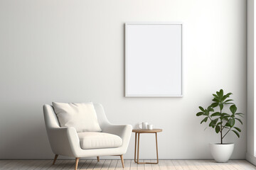 Minimalist Poster Frame Mockup Indoor created with Generative AI