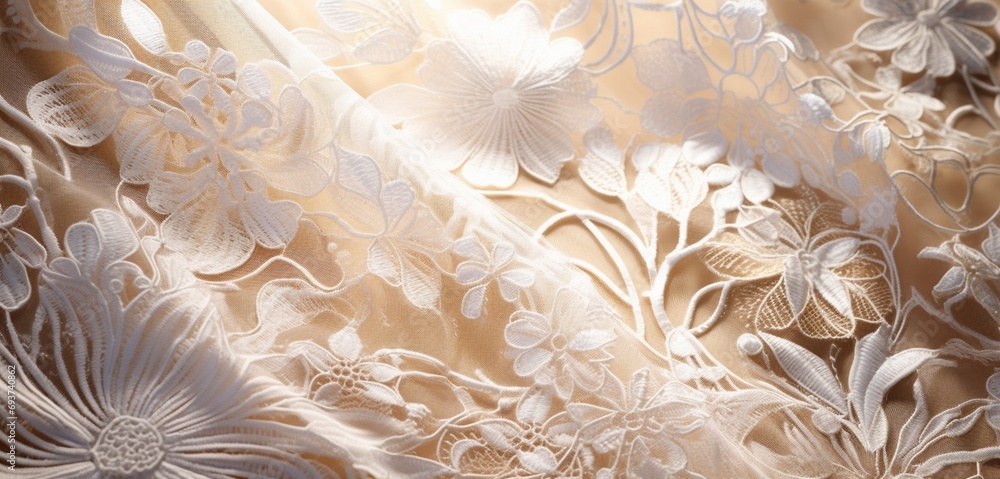 Poster intricate lace fabric with delicate patterns and shadows
