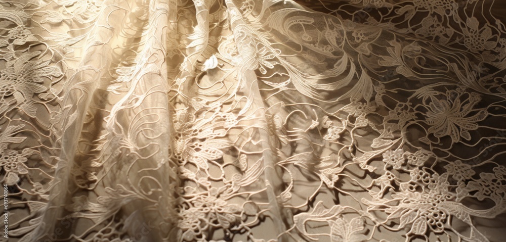 Poster intricate lace fabric with delicate patterns and shadows