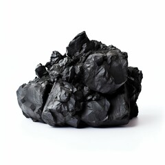 Natural Coal Chunks Isolated on White Background. Generative ai