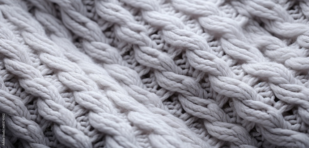 Poster macro view of a wool sweater texture, the intricate details and softness highlighted by gentle light