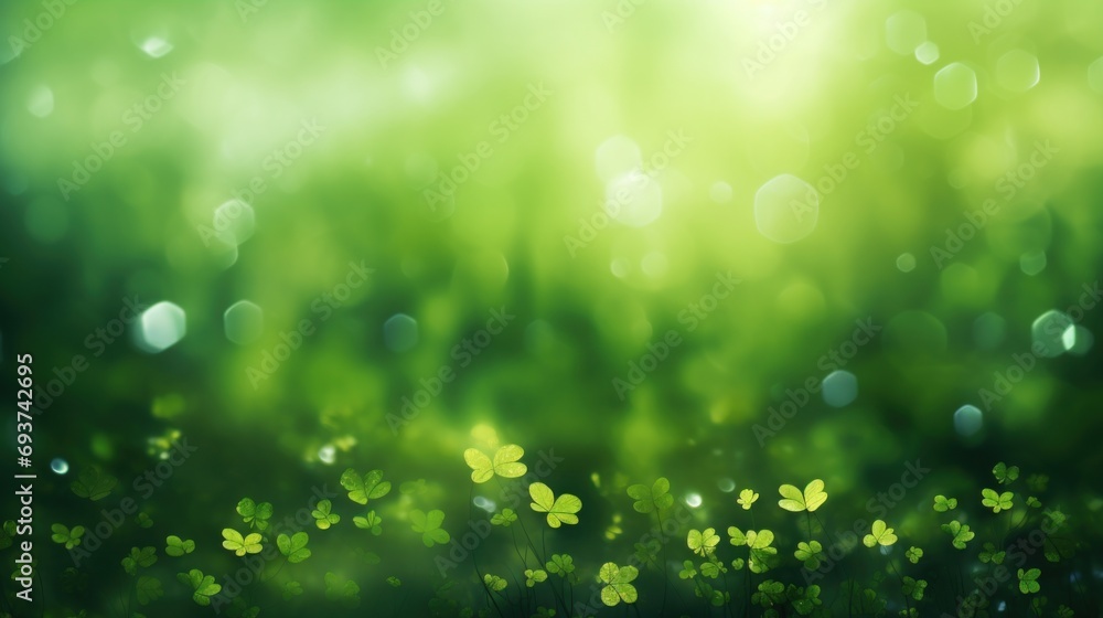 Poster abstract nature background with bokeh defocused lights and grass