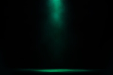 Green spotlight smoke on stage entertainment background.
