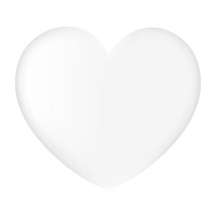 Vector realistic white 3d heart isolated item on white background