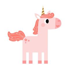 Cute unicorns, Pony or horse with magical, PNG clipart. Unicorns illustration with rainbow, stars, hearts, clouds, castle in cartoon style. 