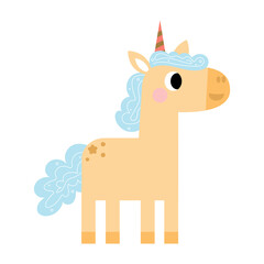 Cute unicorns, Pony or horse with magical, PNG clipart. Unicorns illustration with rainbow, stars, hearts, clouds, castle in cartoon style. 