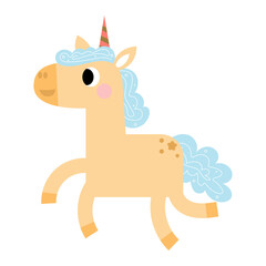 Cute unicorns, Pony or horse with magical, PNG clipart. Unicorns illustration with rainbow, stars, hearts, clouds, castle in cartoon style. 