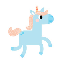 Cute unicorns, Pony or horse with magical, PNG clipart. Unicorns illustration with rainbow, stars, hearts, clouds, castle in cartoon style. 