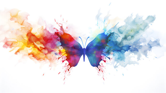 Colorful and smoky butterfly shaped painting