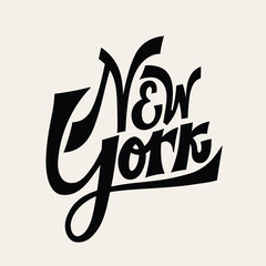 New York City vintage lettering. The city that never sleeps. Vector illustration. - 693745691