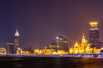 Obraz premium The Bund, Huangpu District, Shanghai - night view city skyline buildings