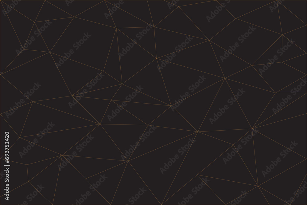 Poster geometric of pattern vector. design mosaic of polygon tile gold on black background. design print fo
