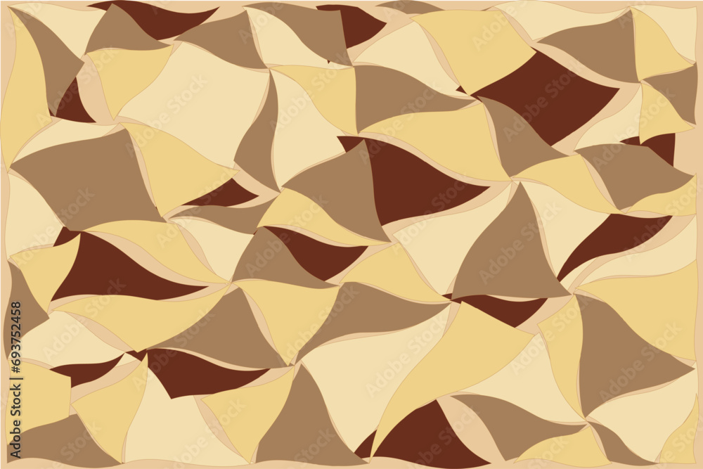 Aufkleber geometric of pattern vector. design mosaic of polygon tile brown on cream background. design print f