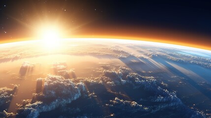 Fototapeta na wymiar Sunrise over the planet Earth.
