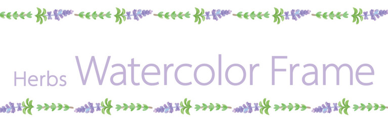 アロマに使われるハーブ・植物のイラスト・フレーム。水彩風ベクター素材