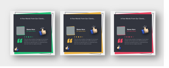 Customer feedback and testimonial social media post web banner, client's review post template