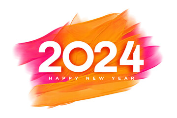 2024 new year eve greeting background with brush stroke effect - obrazy, fototapety, plakaty