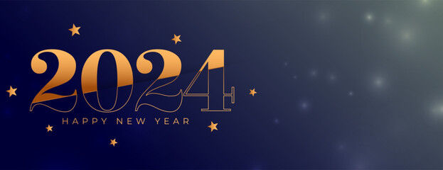 line style 2024 new year wishes banner design - obrazy, fototapety, plakaty