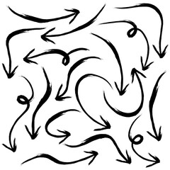 Set of aesthetic hand drawn curved arrow