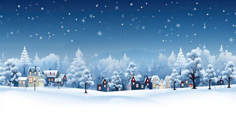Background of lighting up town in snow, christmas town surrounded by white snow