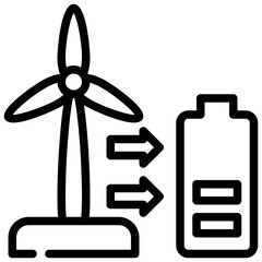 battery windmill energy power saving eco environment simple line